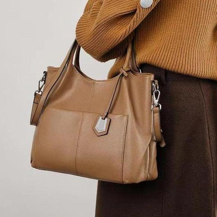 Sac à main fourre-tout grande capacité en cuir véritable pour femme