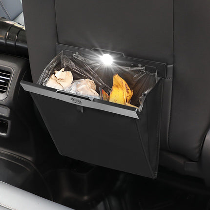 Waterproof Magnetic Car Trash Bag with LED & Leather Storage - Wnkrs