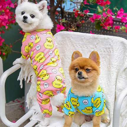 Pyjama confortable en coton imprimé canard pour chien