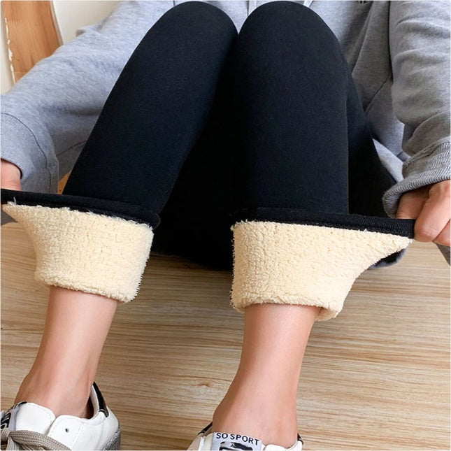 Pantalones de mujer Pantalones de invierno de lana gruesa Pantalones de lana de cordero