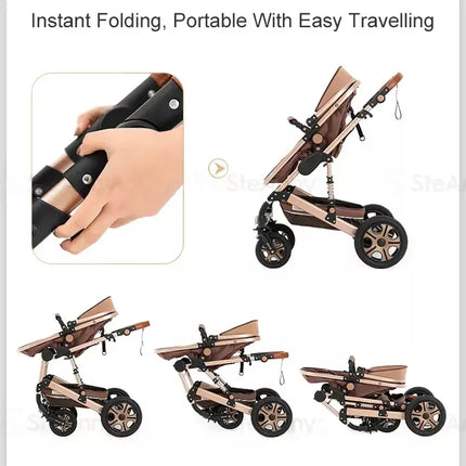 5-IN-1 Luxury Travel Baby Stroller with Car Seat Portable, Foldable, and Durable - Wnkrs