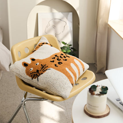 Housse de coussin tricotée en microfibre à motif de chat mignon