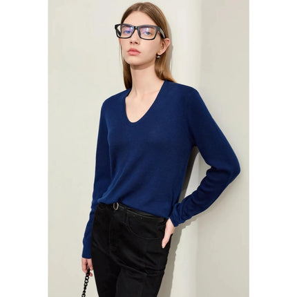 Pull décontracté à col en U minimaliste et coupe ajustée pour le printemps