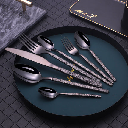 Embossed Textured Handle Steak Cutlery Western Cutlery - Wnkrs