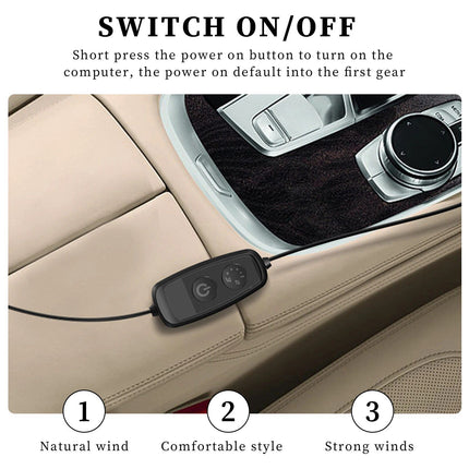 Electric 3-Speed Car Headrest Cooling Fan with USB Plug-in - Wnkrs