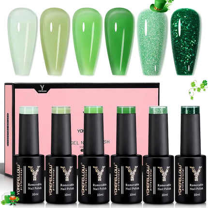 Lot de 6 vernis à ongles vert pastel à l'eucalyptus 10 ml