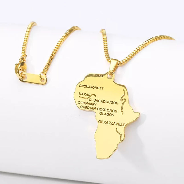 Gold Color African Map Pendant Necklace - Wnkrs