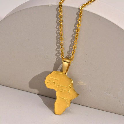 Gold Color African Map Pendant Necklace - Wnkrs