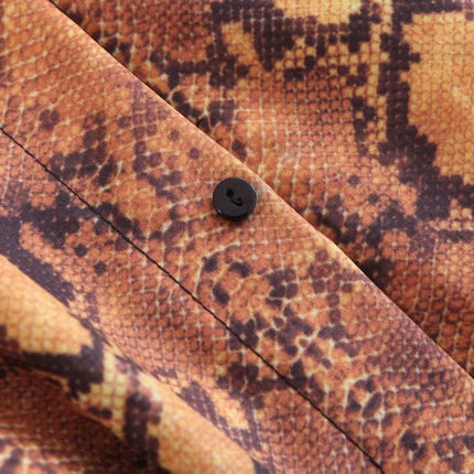 Women's Snake Patterned Single-Breasted Blouse - Wnkrs