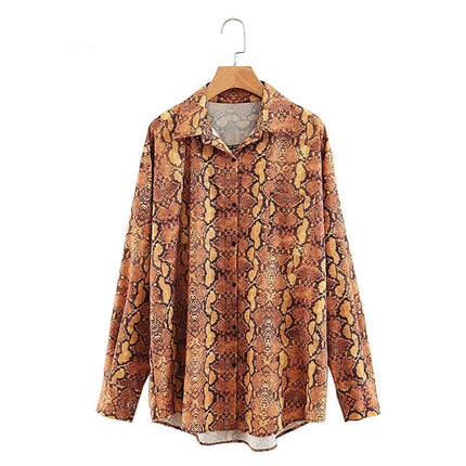 Women's Snake Patterned Single-Breasted Blouse - Wnkrs