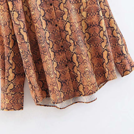 Women's Snake Patterned Single-Breasted Blouse - Wnkrs