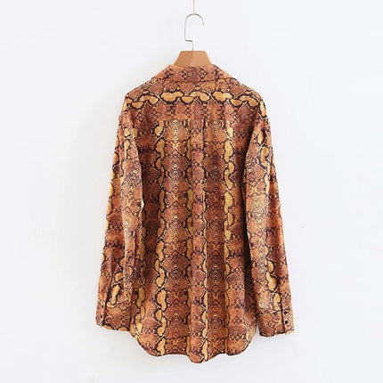 Women's Snake Patterned Single-Breasted Blouse - Wnkrs