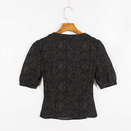 Women's Casual Dotted Short Sleeved Shirt - Wnkrs