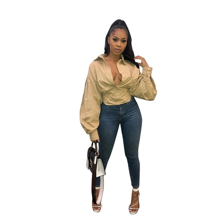 Women's Deep V-Neck Vintage Blouse - Wnkrs