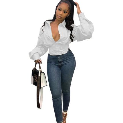Women's Deep V-Neck Vintage Blouse - Wnkrs