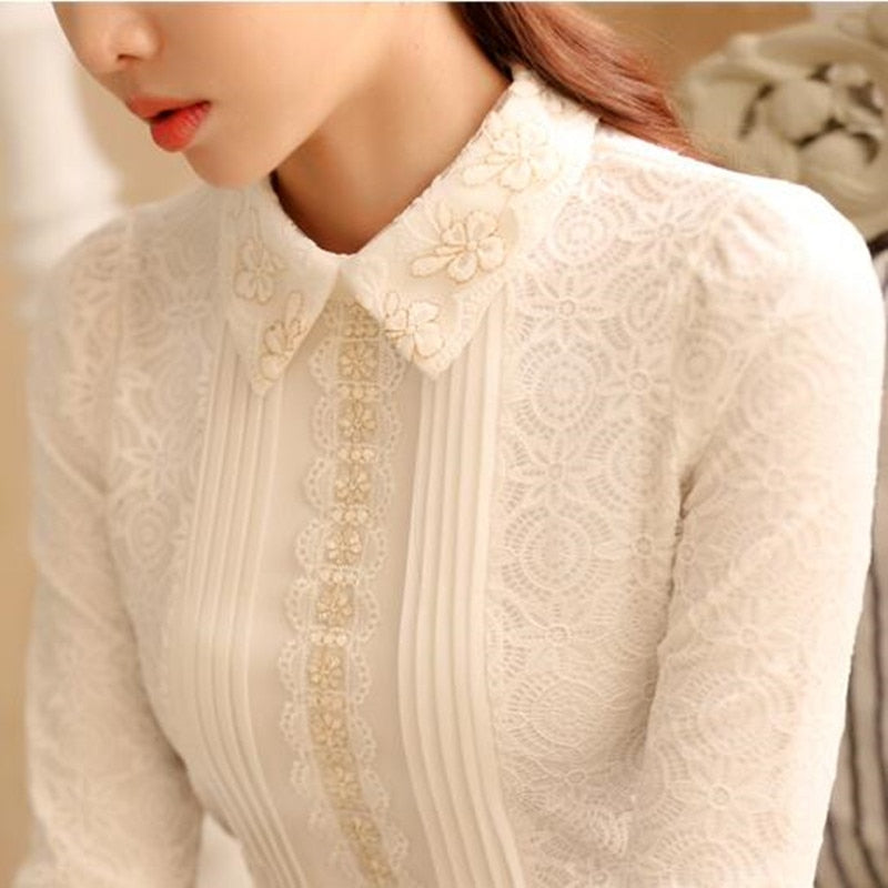 Women's Vintage  Lace Long Sleeved Blouse