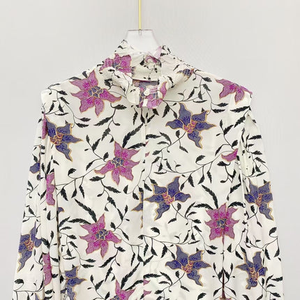 Women's Viscose Ruffled Shirt with Floral Print - Wnkrs