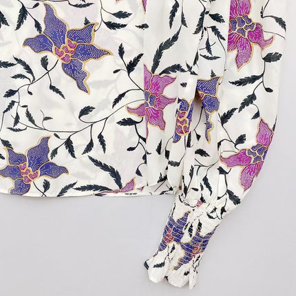 Women's Viscose Ruffled Shirt with Floral Print - Wnkrs
