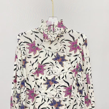 Women's Viscose Ruffled Shirt with Floral Print - Wnkrs
