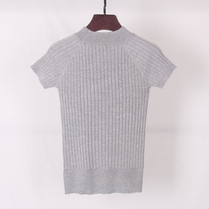 Women's Casual Knitted Short Sleeved Blouse - Wnkrs