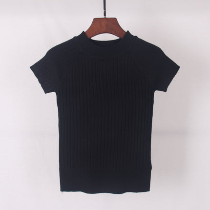 Women's Casual Knitted Short Sleeved Blouse - Wnkrs