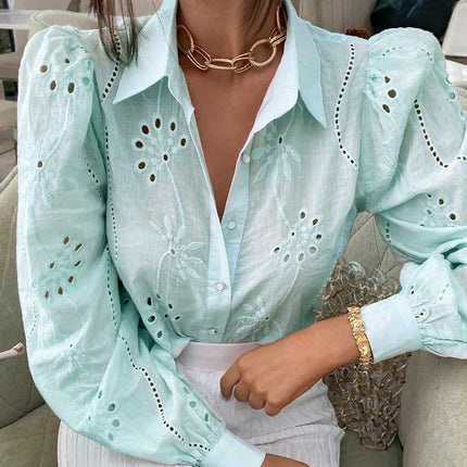 Lace Women's Blouse In White and Mint - Wnkrs