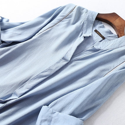 Women's Cotton and Linen Long Shirt - Wnkrs