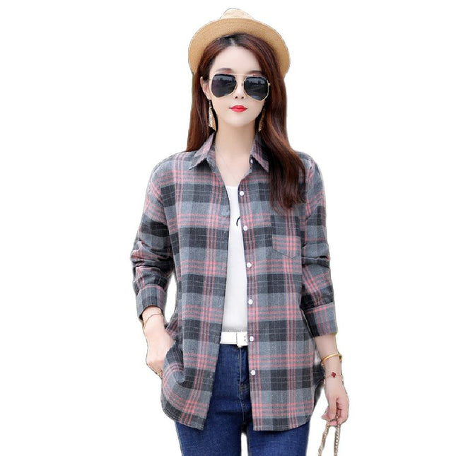 Women's Casual Plaided Shirt - Wnkrs