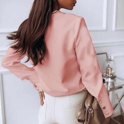 Women's Loose Stand Collar Long Sleeved Blouse - Wnkrs