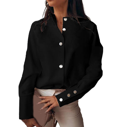 Women's Loose Stand Collar Long Sleeved Blouse - Wnkrs