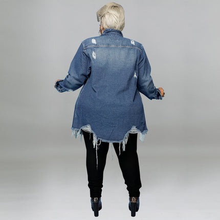 Plus Size Denim Outwear - Wnkrs