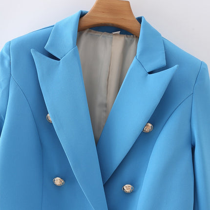 Women's Sky Blue Double Breasted Blazer - Wnkrs