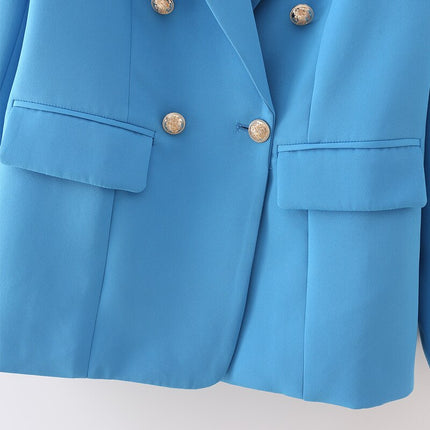 Women's Sky Blue Double Breasted Blazer - Wnkrs