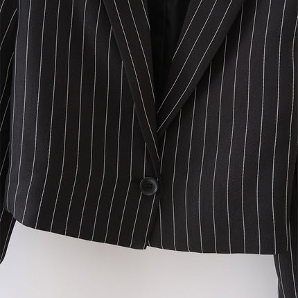 Women's Casual Striped Single Button Short Blazer - Wnkrs