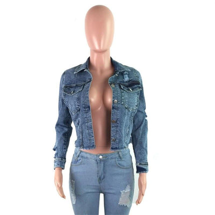 Women's Ripped Denim Jacket - Wnkrs