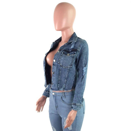 Women's Ripped Denim Jacket - Wnkrs