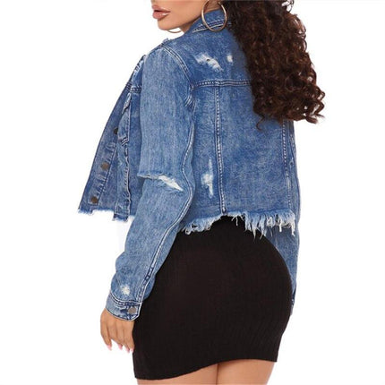 Women's Ripped Denim Jacket - Wnkrs