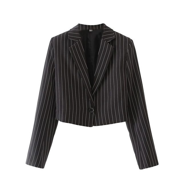 Women's Casual Striped Single Button Short Blazer - Wnkrs