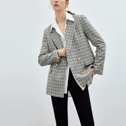 Women's Plaid Patterned Blazer - Wnkrs