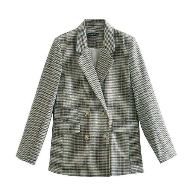 Women's Plaid Patterned Blazer - Wnkrs