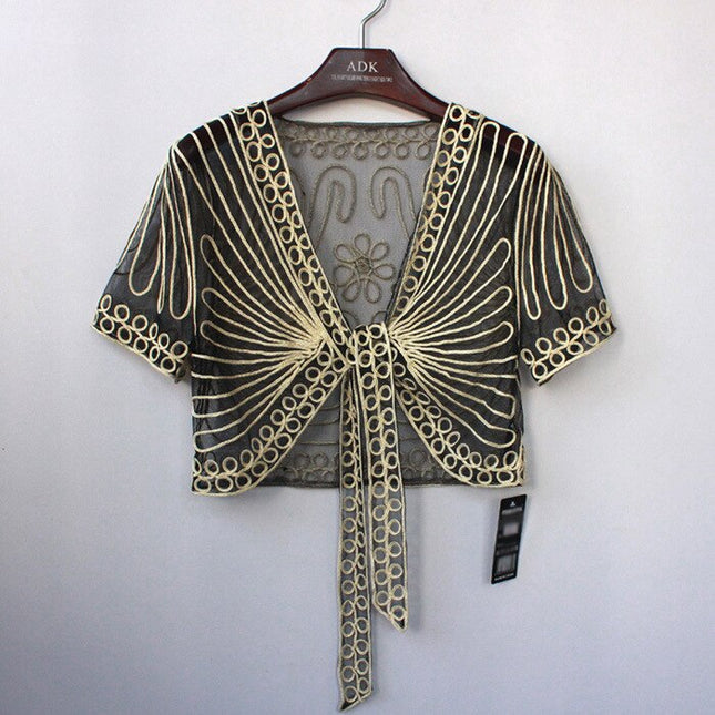 Vintage Handmade Transparent Embroidered Women's Bolero - Wnkrs