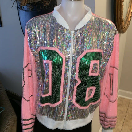 Women's Retro Style Sequined Bomber Jacket - Wnkrs