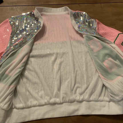 Women's Retro Style Sequined Bomber Jacket - Wnkrs