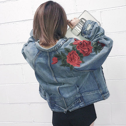 Women's Floral Embroidered Jeans Jacket - Wnkrs