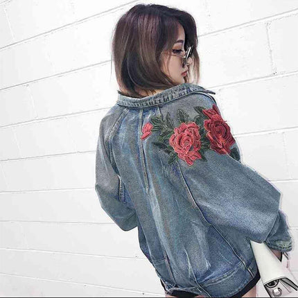 Women's Floral Embroidered Jeans Jacket - Wnkrs