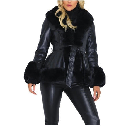 Women's Eco-Leather Belted Jacket - Wnkrs