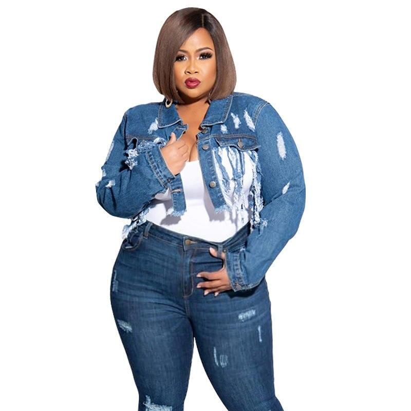 Denim Turn Down Collar Jacket