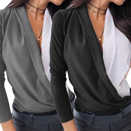 Women's Deep V-Neck Long Sleeved Shirt - Wnkrs