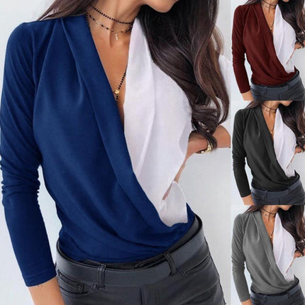 Women's Deep V-Neck Long Sleeved Shirt - Wnkrs