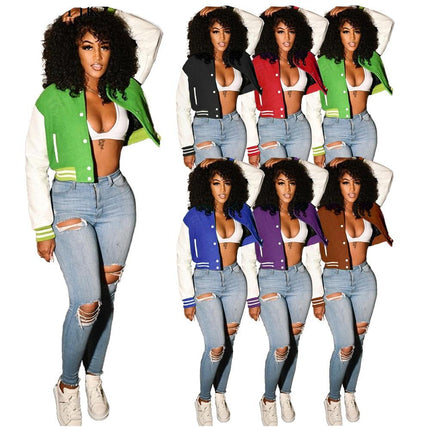 Women's Retro Style Crop Bomber Jacket - Wnkrs